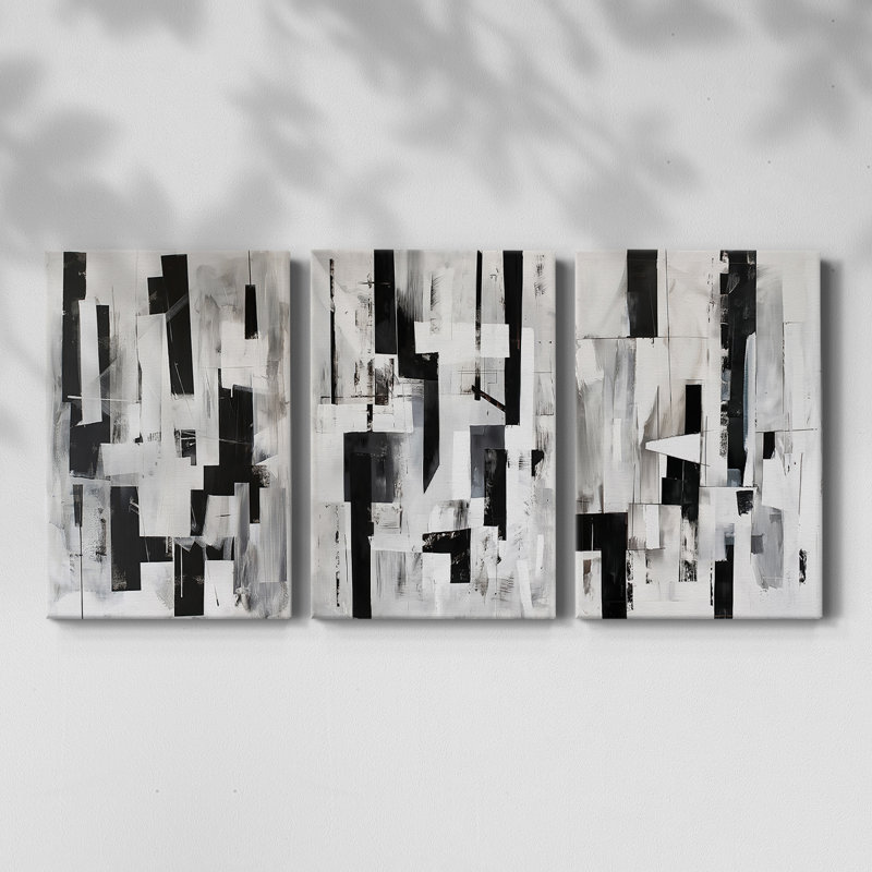 ABSTRACT Series XL - Toile tendue avec châssis sur mesure - 3 pièces, H 27 po x l 54 po