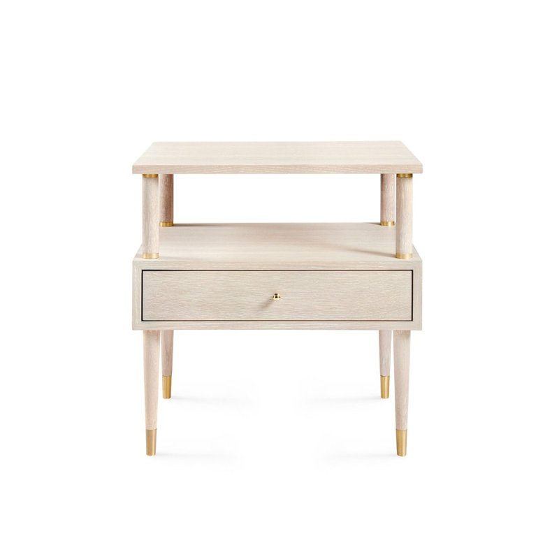 Gabriel Solid Wood End Table, Bleached Cerused Oak