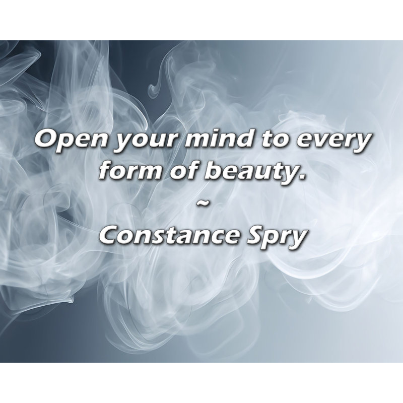 Constance Spry Citation: Ouvrez votre esprit à toute forme de beauté., H 20 po x l 24 po