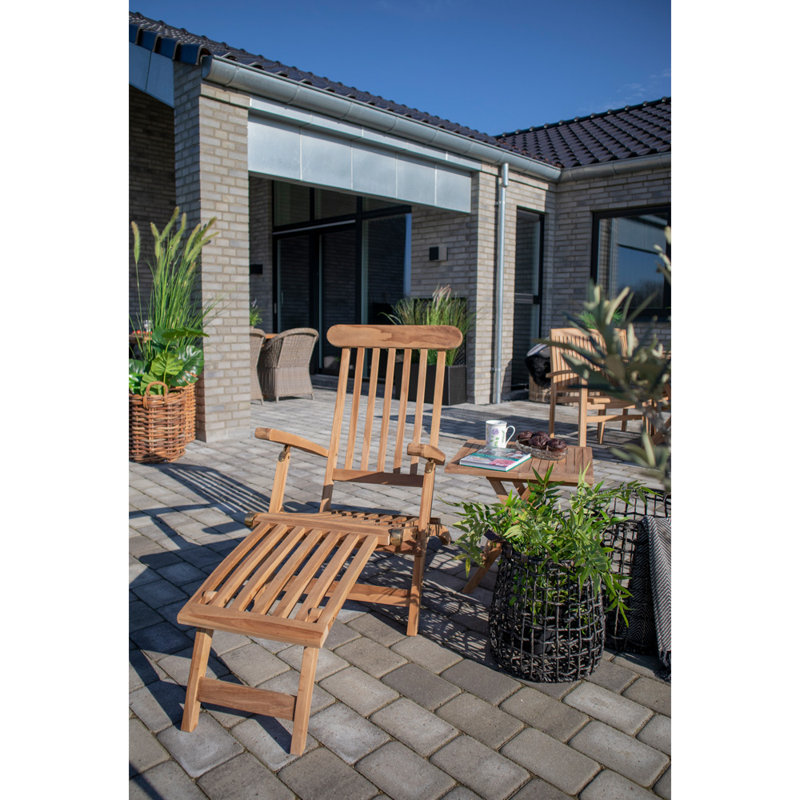 Boyter 150cm Long Reclining Teak Single Chaise