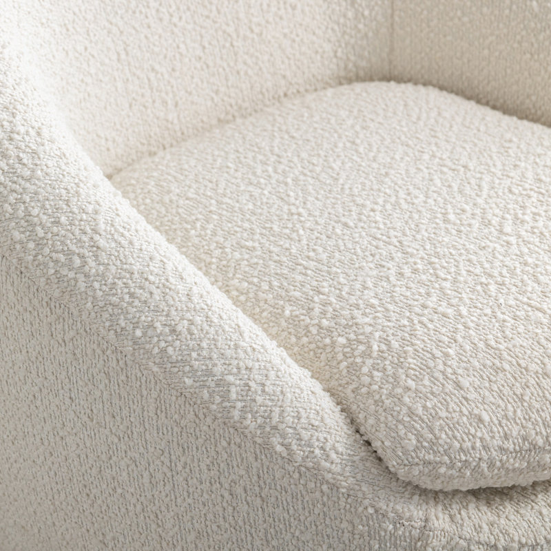 Fauteuil demi-tonneau Modern, Blanc, crème
