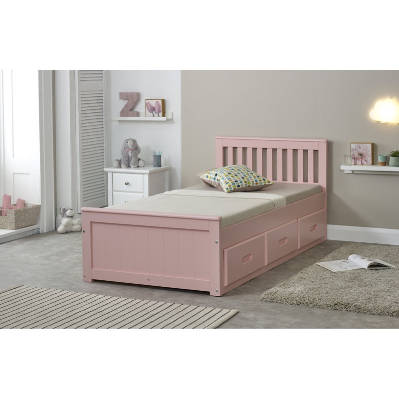 Vonore Single (3') Drawers Bed Frame, Pink