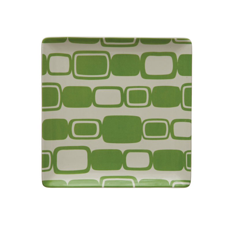 Stoneware Plate With Rectangle Pattern