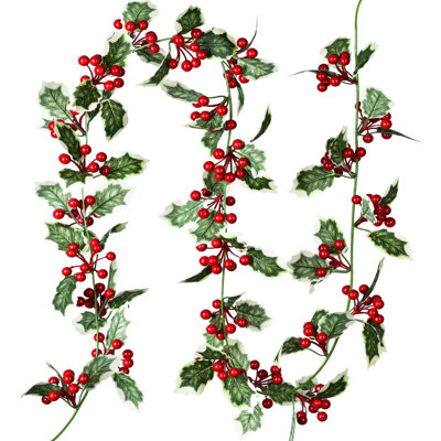 6FT Red Berry Christmas Garland, Flexible Artificial Berry Garland For Indoor Outdoor Home Fireplace Decoration For Winter Christmas Holiday New Year Décor