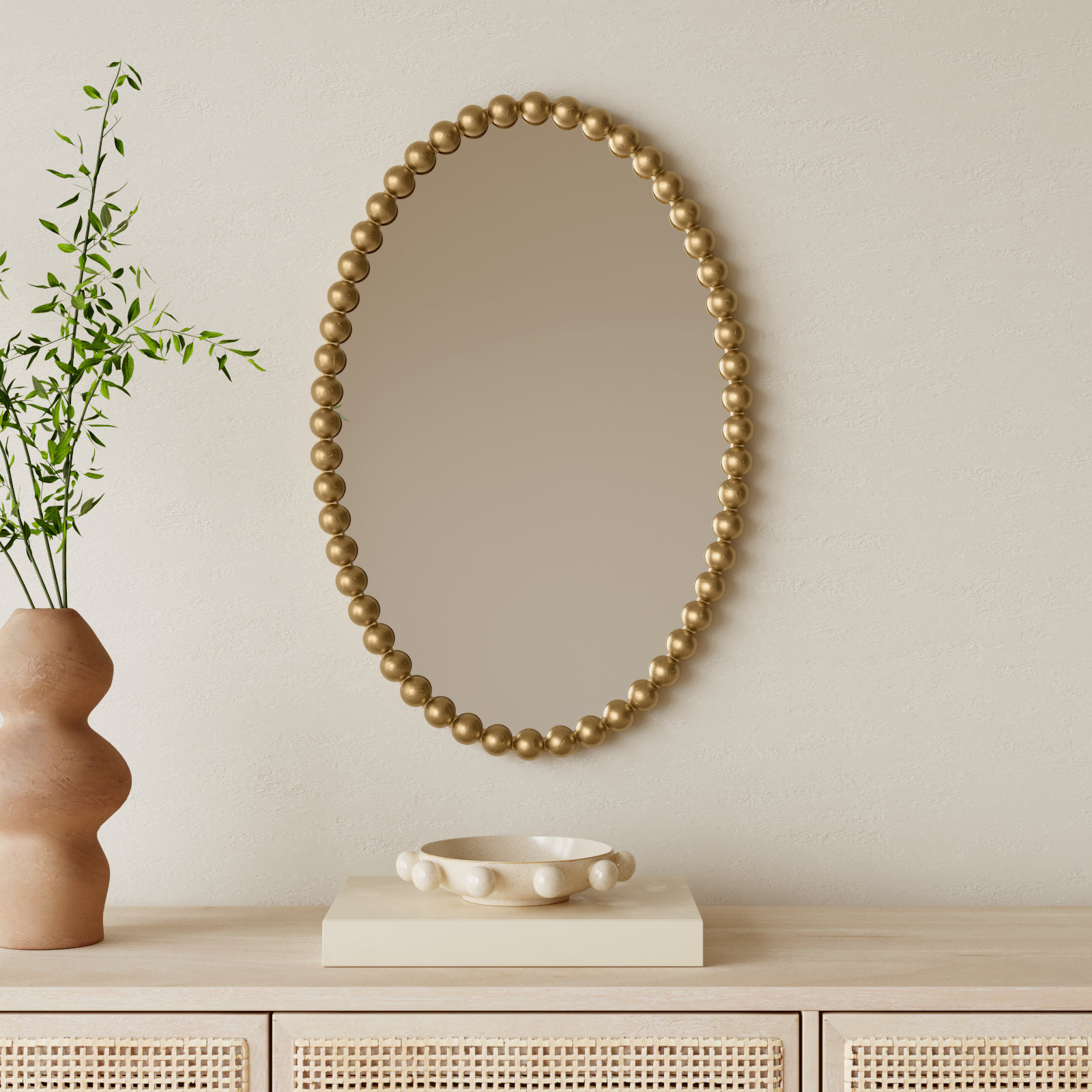 Sanne Metal Oval Wall Mirror, Gold