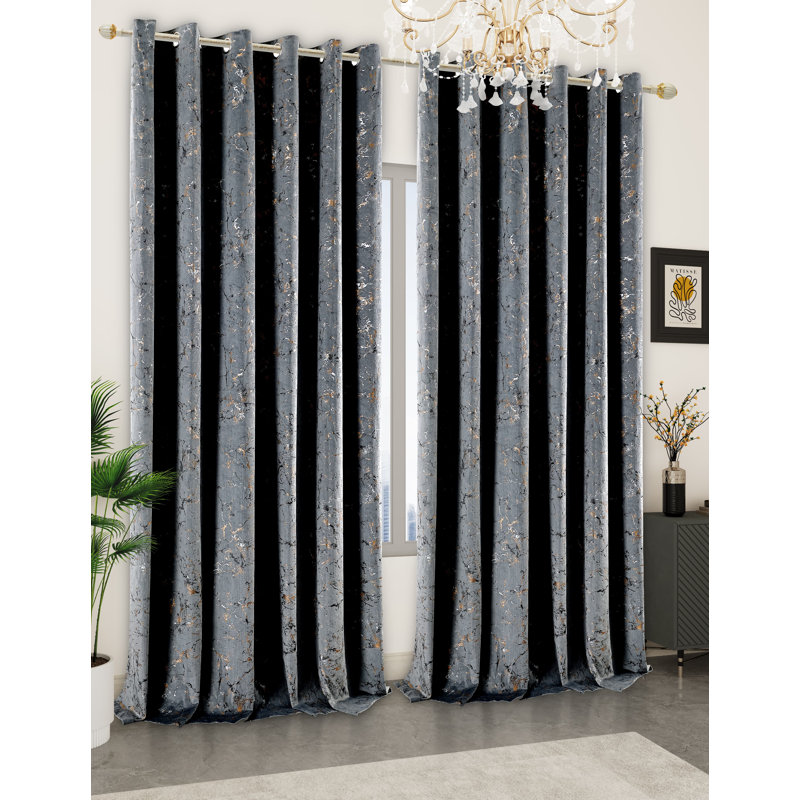 Odele Velvet Semi Sheer Curtain Pair, Width 137 x Drop 229 cm, Grey