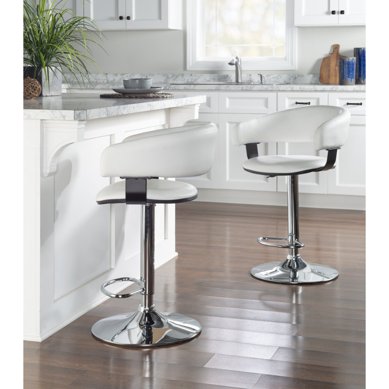 Tabouret de bar pivotant réglable en hauteur Carmelyn, Blanc