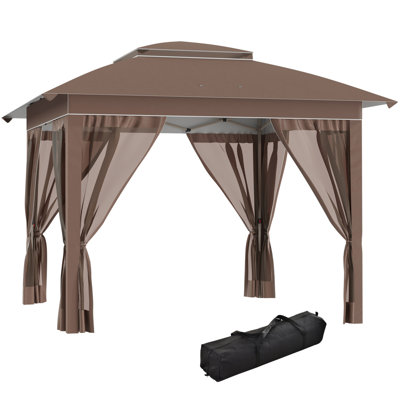 Pop Up Canopy Tent With Netting And Carry Bag, Instant Sun Shelter With 137 Sq.Ft Shade, Tents For Parties, Height Adjustable, For Outdoor, Garden, Patio