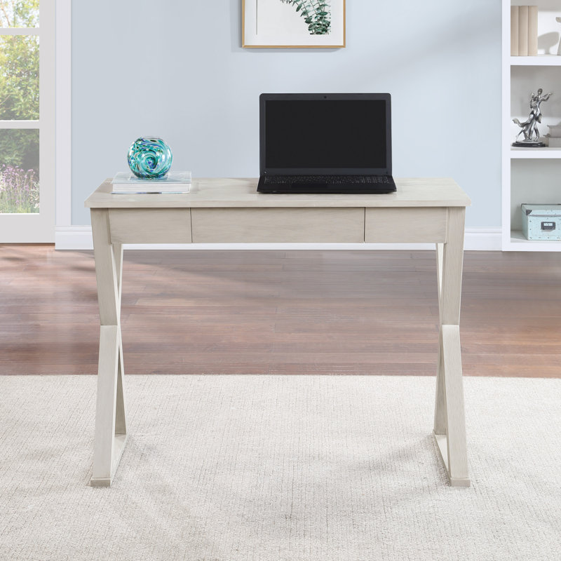Bureau d'écriture avec tiroir, Blanc patiné