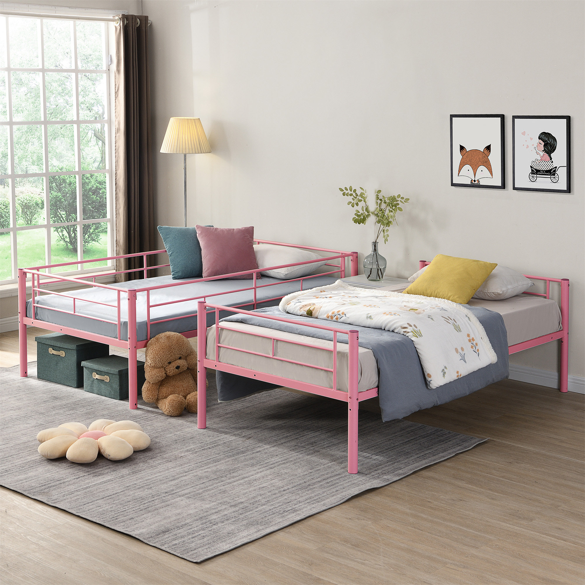 Isabelle & Max™ METAL BUNK BED PINK Twin Over Twin - Wayfair Canada