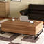 Table basse à plateau relevable moderne de 43,3 po avec rangement caché, centre industriel en bois de noyer avec base en métal noir