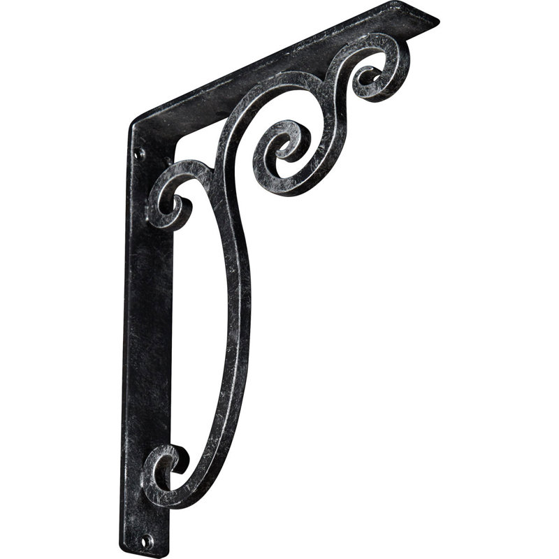 Support en fer forgé Avery, H 12 po x l 1,5 po x P 10 po, Argent antique
