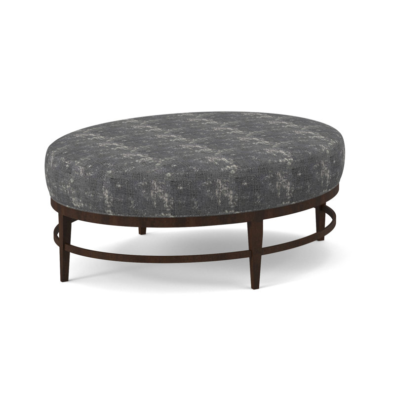 Elliptic Oval Ottoman, American Walnut, Libby Linen