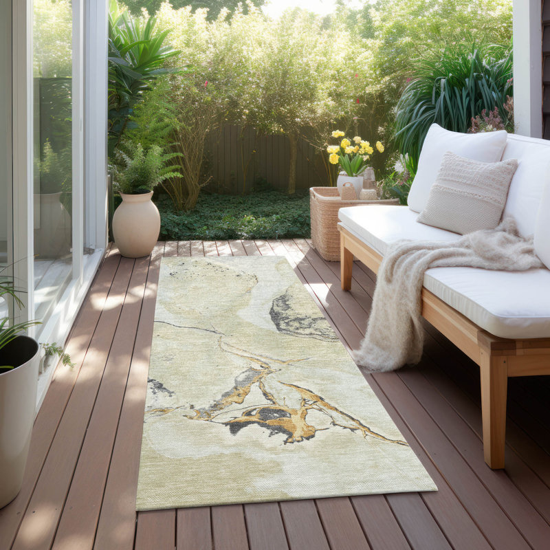 Selene Ivory Washable Indoor-Outdoor Rug - , 2'3" x 7'6"