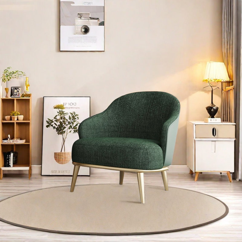 Helen, Grayish Green Polyester Blend, Gold