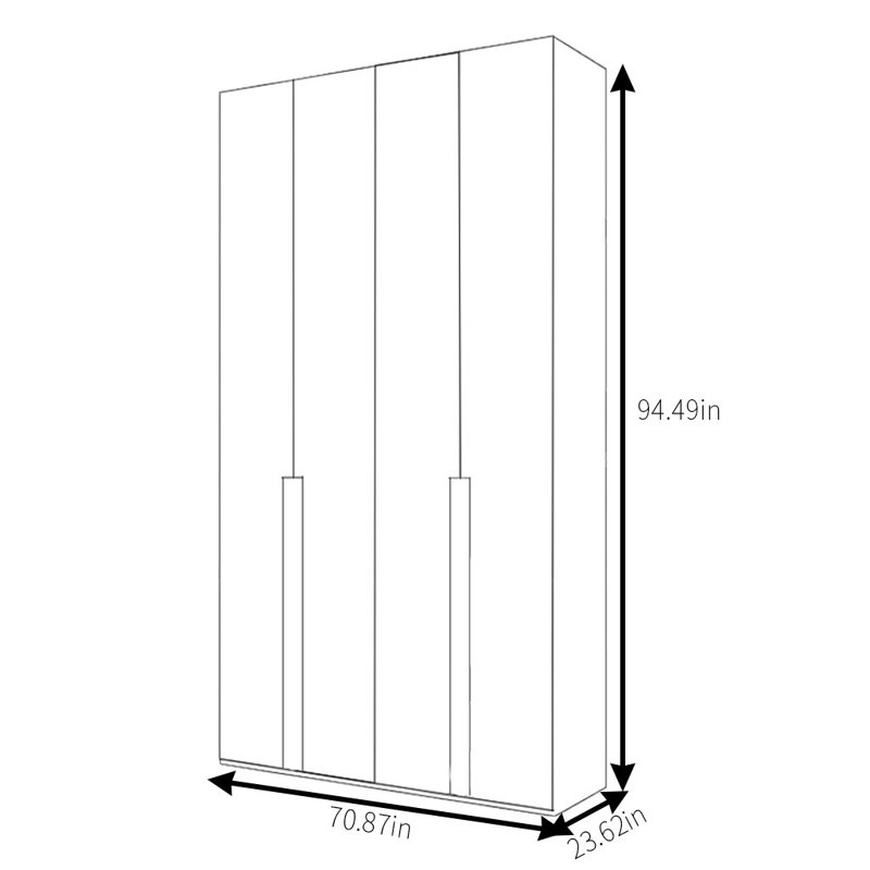 Garde-robe simple de couleur unie, H 94,49 po x l 70,87 po x P 23,62 po