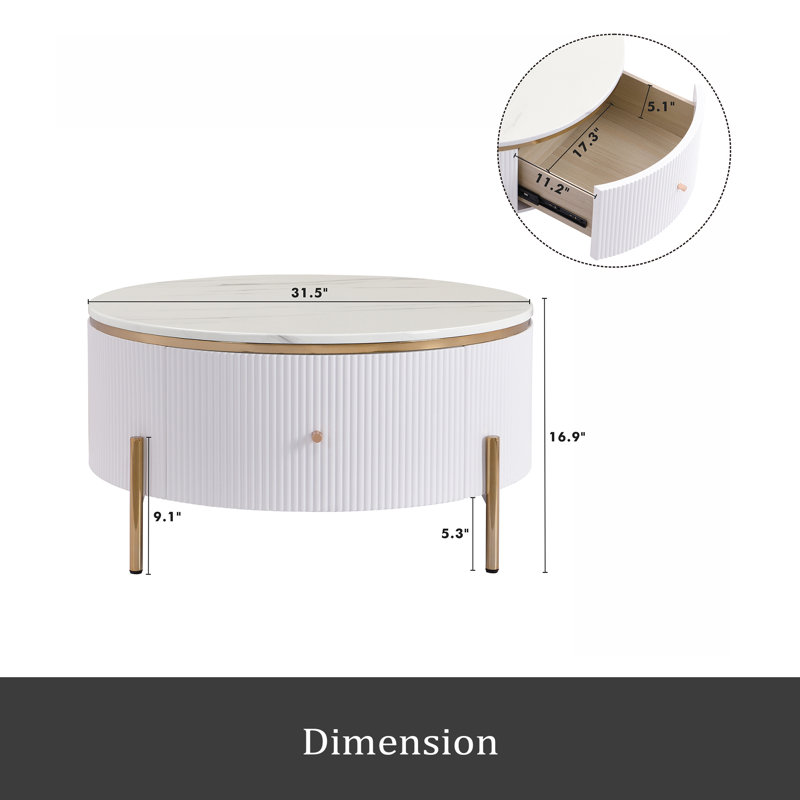 Table basse moderne avec 2 grands tiroirs de rangement Modern (31,5 po)