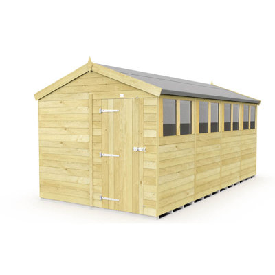 8ft x 16ft Apex Shed - Single Door with Windows