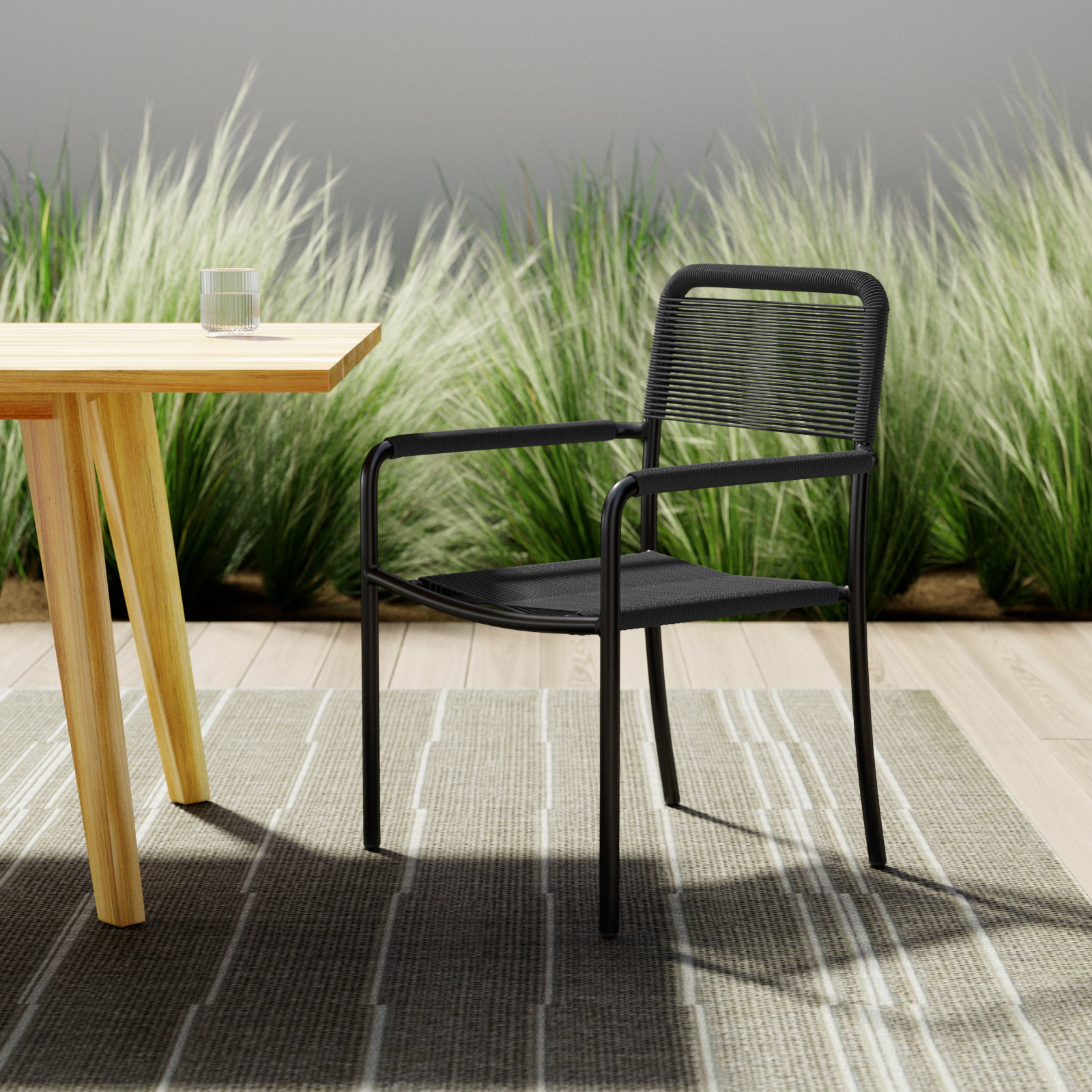 Brighton Stackable Patio Armchair, Black