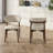 Contemporary 5-piece Dining Set, Round Black Sintered Stone Table With Sculptural Woven Wood Pedestal, 4 Upholstered Linen Chairs With Brown Solid Wood Legs