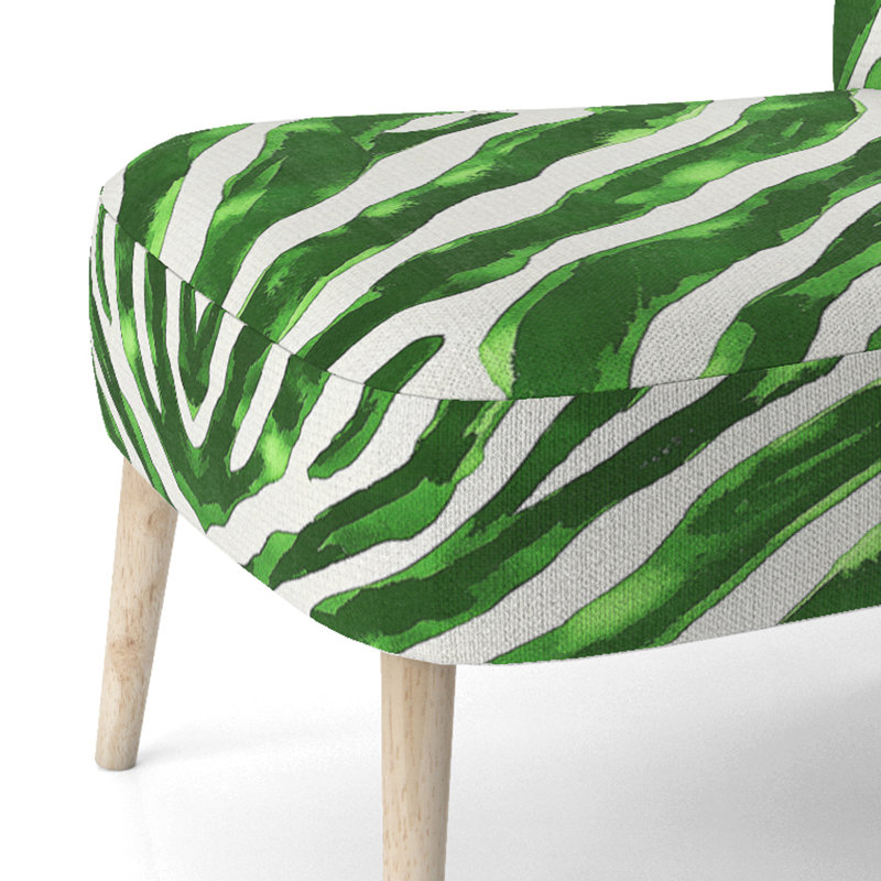 Chaise d'appoint Zebra Striped - Velours, Vert foncé / blanc