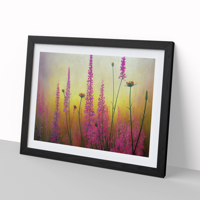 Irresistible Wildflowers Floral - Single Picture Frame Print, Black, 46cm H x 64cm W x 2cm D