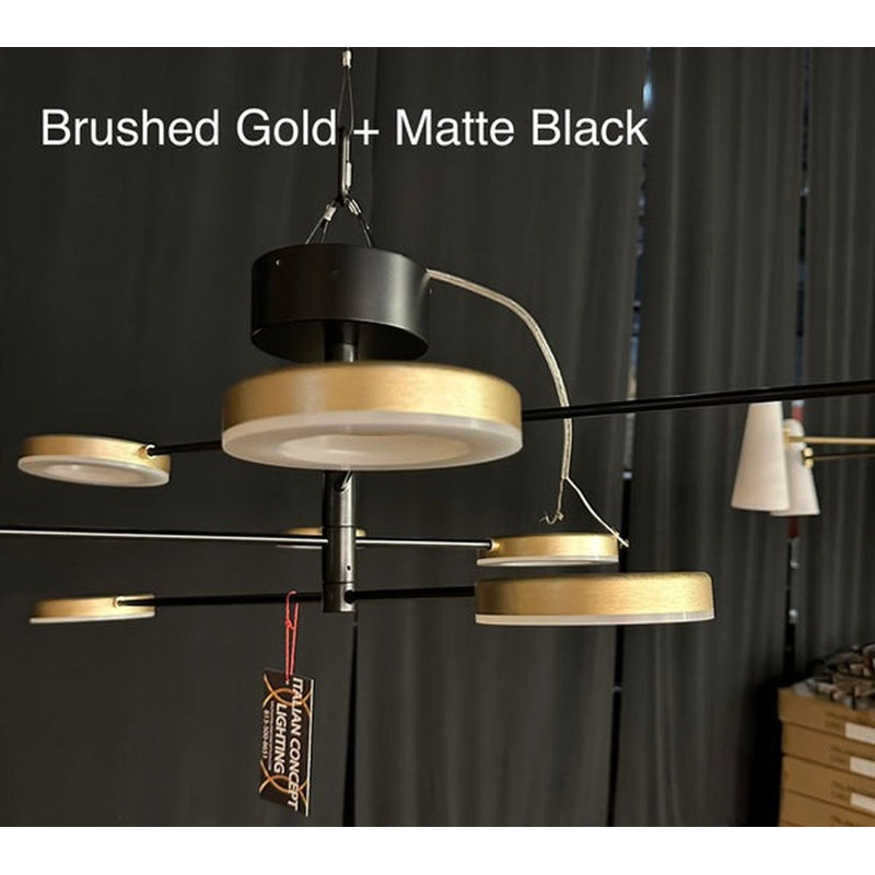 Lustre géométrique à DEL 7 lumières Abraheem, Noir / Cuivre