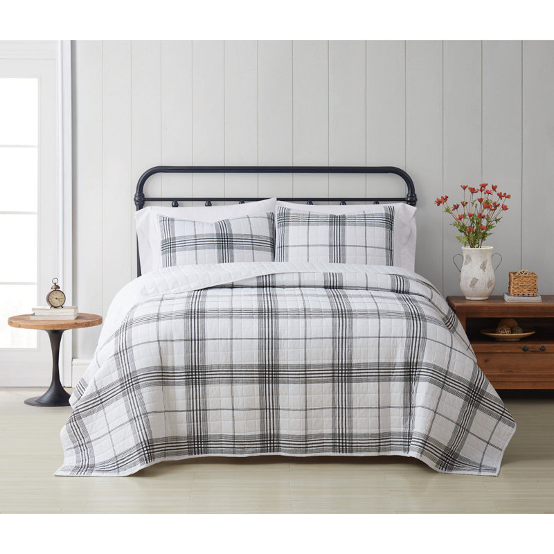 Cotton Plaid Quilt, King Quilt + 2 King Shams