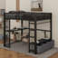 Lit mezzanine double avec bureau, garde-robe et tiroirs-824571558