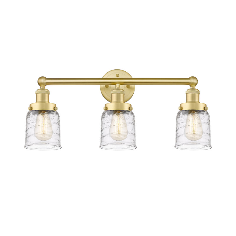Éclairage de salle de bain à intensité variable à 3 lumières Armoni, Or satiné, Tourbillon déco transparent