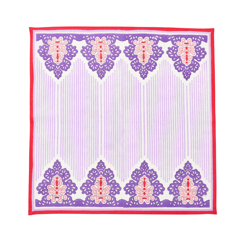 Filigree Napkin, White/Lilac/Coral