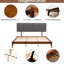 Lit plateforme double pleine grandeur de 12 pouces avec tête de lit tapissier courbée grise élégante, rembourrage insonorisant, motifs naturels, taille d'assemblage facile, lit, taille ajustable, textures organiques, simple
