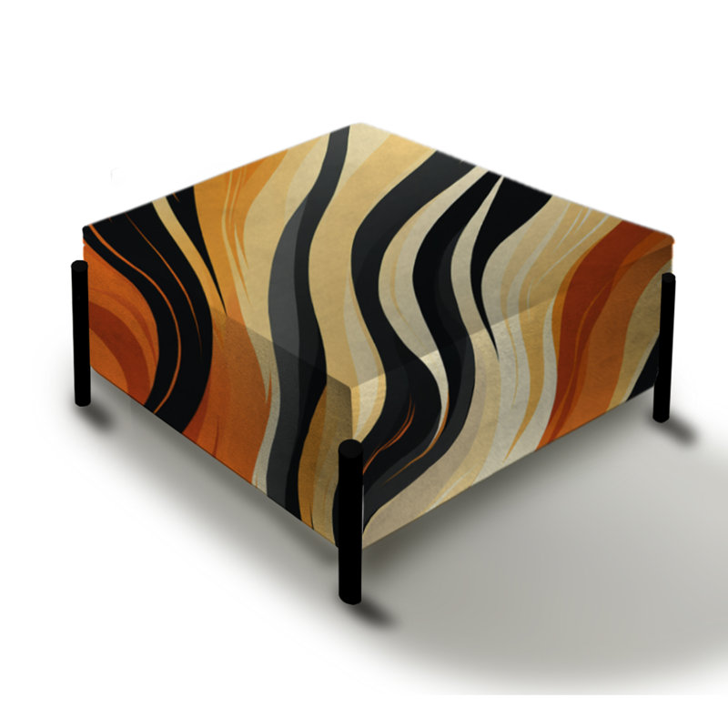 Orange et noir Natures Whispers - Grand repose-pieds carré abstrait