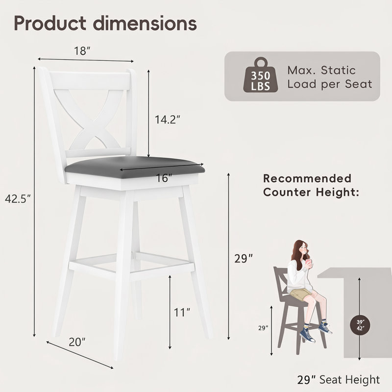 Tabouret de bar et de comptoir Havant, Tabouret de bar (siège d'une hauteur de 29 po)
