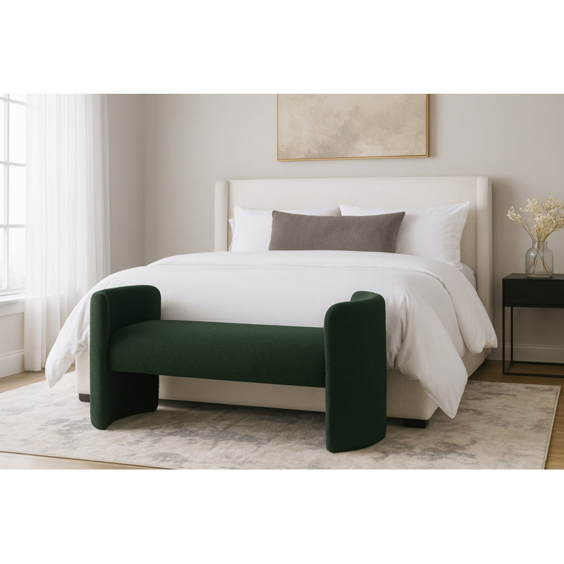 Banc en tissu Peyton Boucle, Tissu bouclé vert