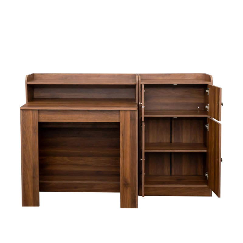 Modern Extendable Dining Table With Storage, Walnut