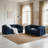 Upholstered Compression Blue Corduroy Convertible Sleeper Sofa Bed - Foldable Floor Couch With No Assembly (Set of 2)-419762738-433798639