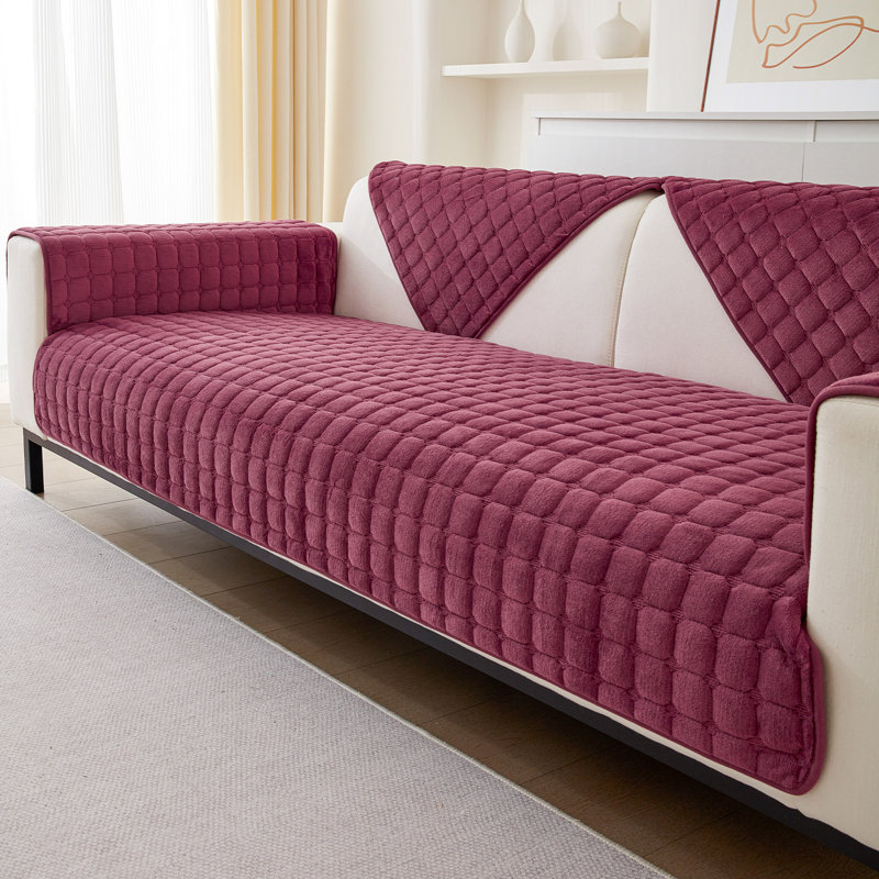 Housse pour canapé en flanelle à coussins carrés (excluant les accoudoirs ou les dossiers), L 28 po x P 28 po, Rouge