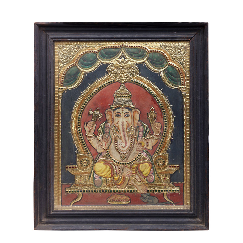 Lord Ganesha | Couleurs traditionnelles avec or 24 carats
