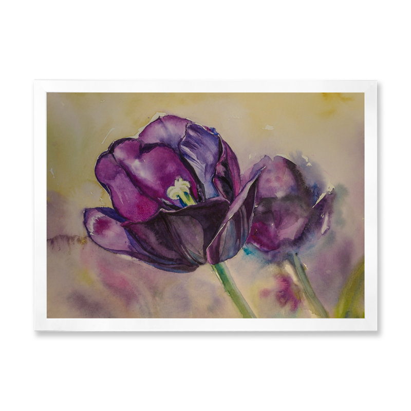 «Still Life Tulips Artwork», peinture sur toile encadrée, Cadre photo blanc, H 16 po x l 32 po x P 1 po
