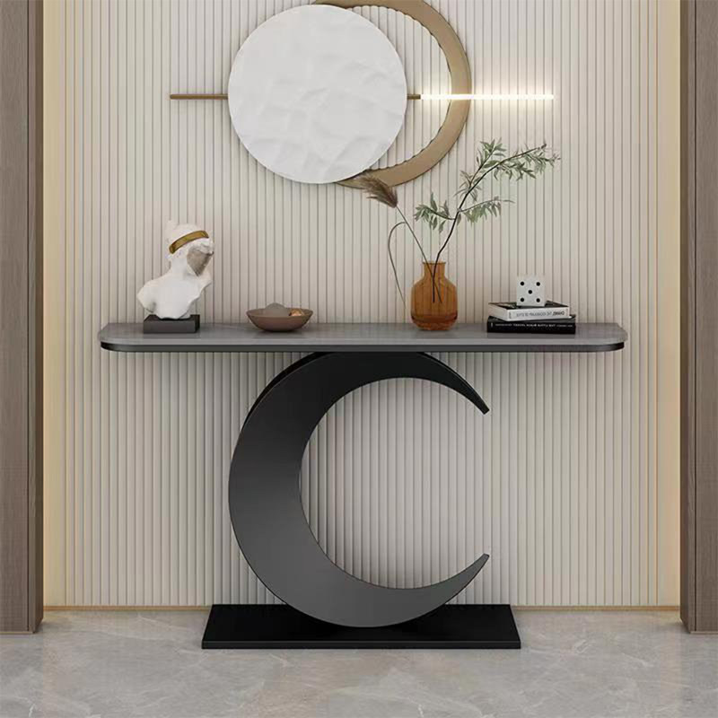 Console Table, 31.5" H x 47.2" W x 11.8" D, Black, Gray