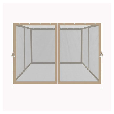 10x10 Ft Gazebo Replacement Mosquito Netting with Zippers, Beige Polyester Mesh Walls for Patio Garden