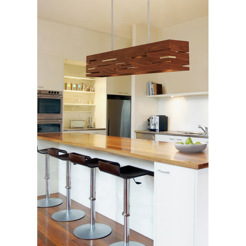 Aeris Linear LED Pendant - 2700K, Brushed Aluminum, Walnut, 7.5" H x 54" W x 5" D
