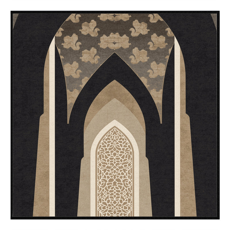 Tapis oriental doux et moelleux de style oriental noir Teterboro, Carré 6 pi