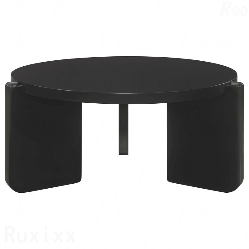 Table basse noire ronde en bois massif