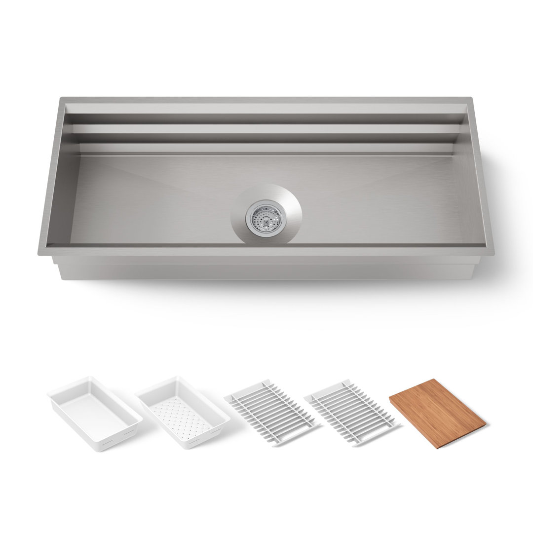 Prolific 44" L x 18-1/4" W x 10" Undermount Single Bowl Kitchen Sink with Accessories Kohler