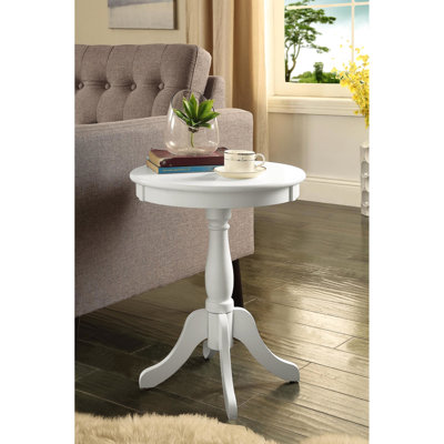 Charmante table d'appoint à finition blanche - plateau et pieds en bois 18 po de profondeur x largeur 25 po de hauteur 8 lb Idéal pour les espaces de lecture Assemblage facile Tablier délicat 17,94 po 24,32 po 7,94 po