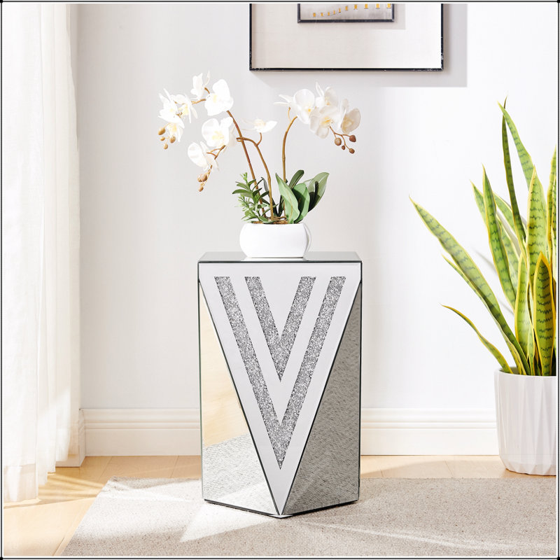 Table carrée inversée à miroir triangulaire avec incrustations en cristal de diamant, pour les salons et les couloirs