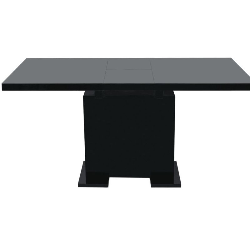 Table de salle à manger extensible, Noir très lustré