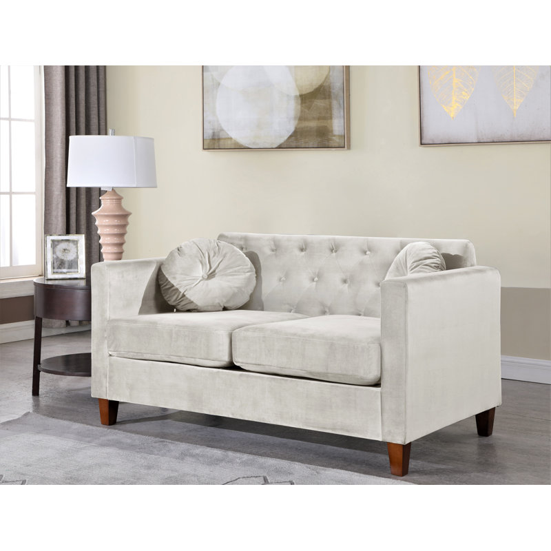 59'' Velvet Loveseat, Beige